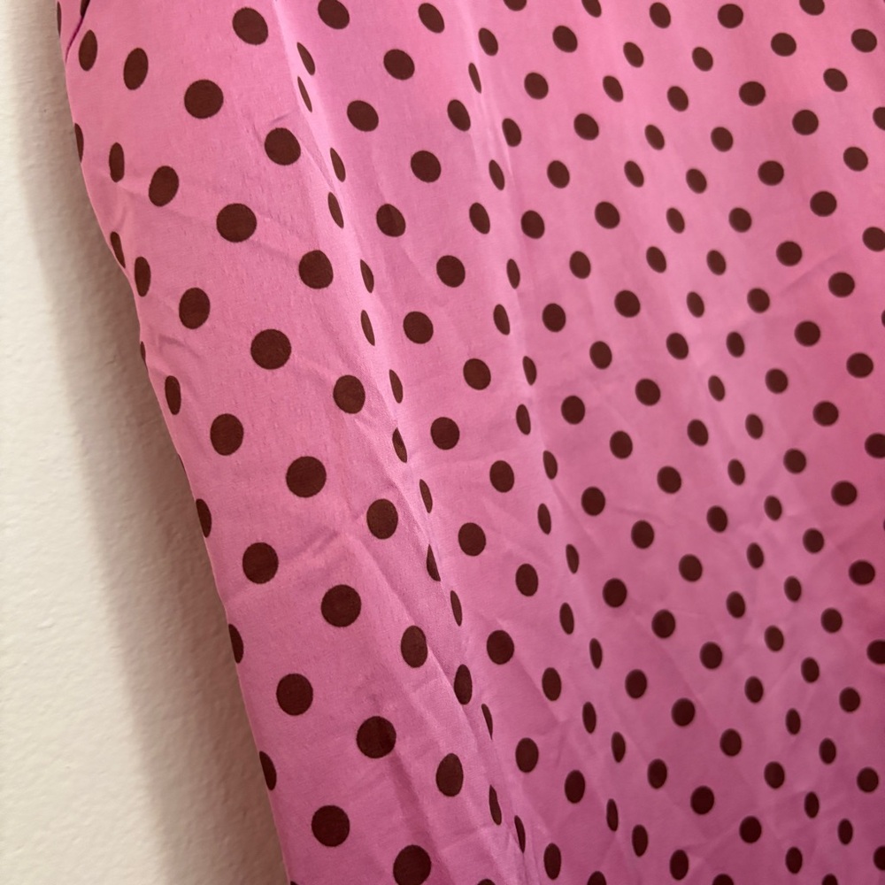 NWT Mango Pink and Brown Polka Dot Midi Satin Dress size S - Picture 5 of 13